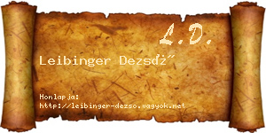 Leibinger Dezső névjegykártya